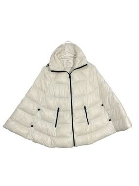 Curations Caravan White Packable Puffer Cape Jacket XS Hooded